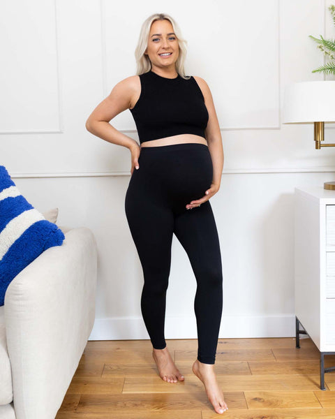 Maternity Leggings Black Seamless Pregnancy Leggings BABYGO