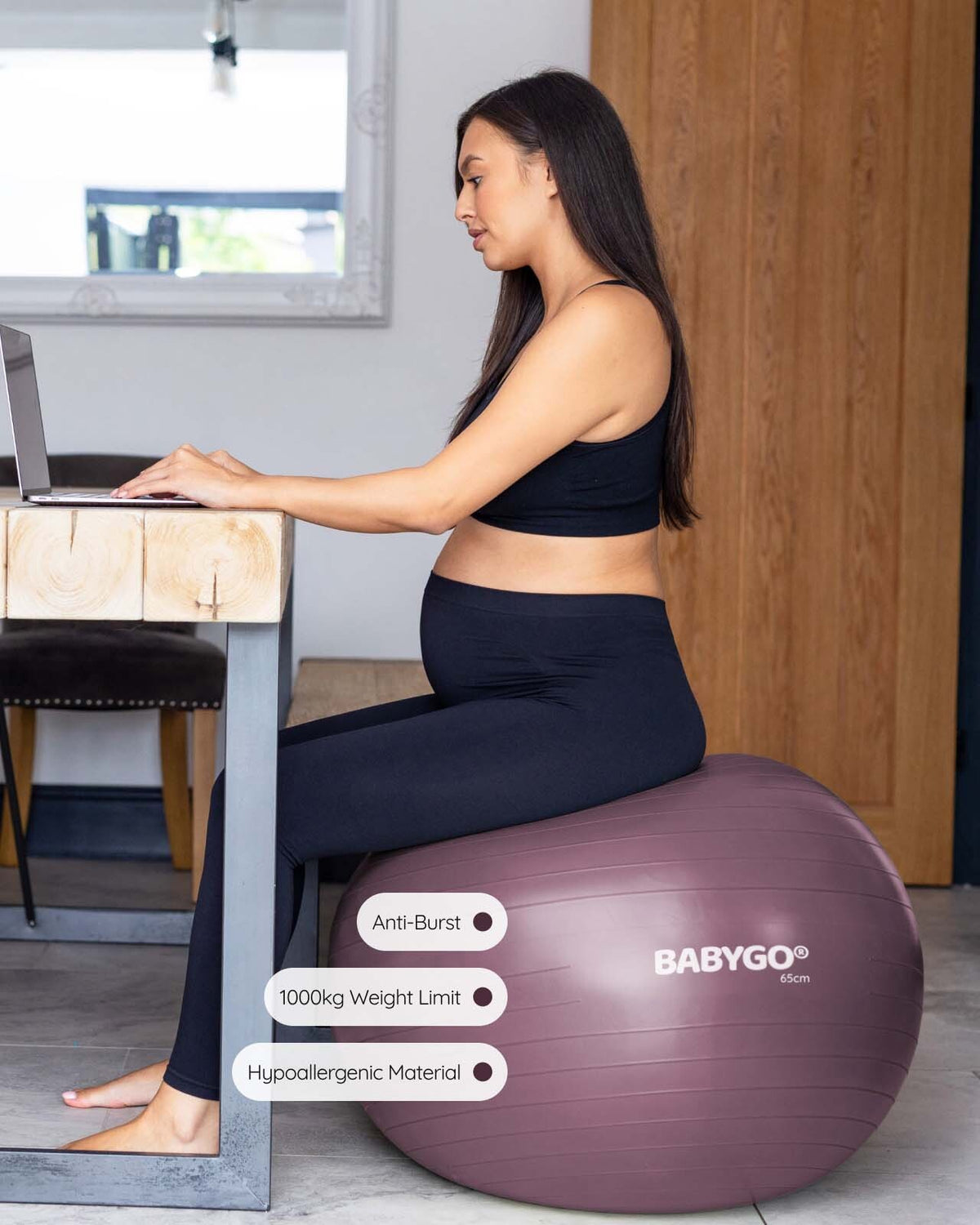 BABYGO Birthing Ball in Fig, 65cm