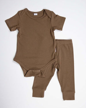 BABYGO® Mocha Short Ribbed Bodysuit & Leggings