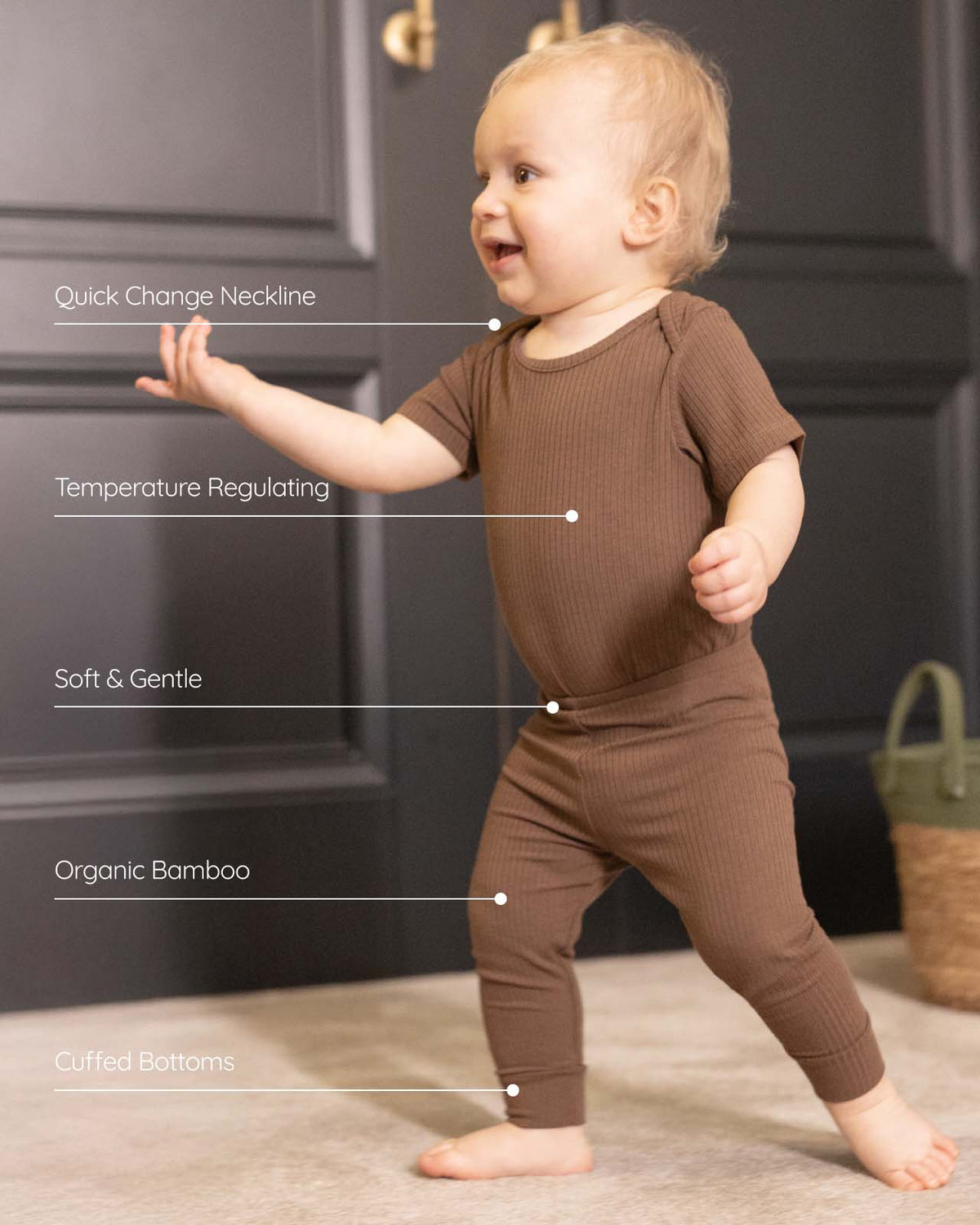 BABYGO® Mocha Short Ribbed Bodysuit & Leggings