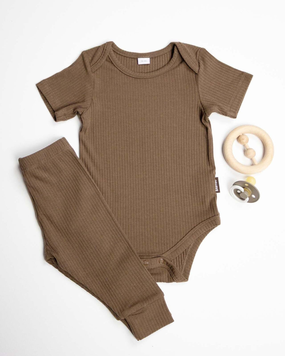 BABYGO® Mocha Short Ribbed Bodysuit & Leggings
