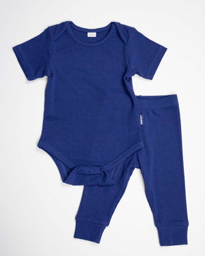 BABYGO® Navy Short Ribbed Bodysuit & Leggings