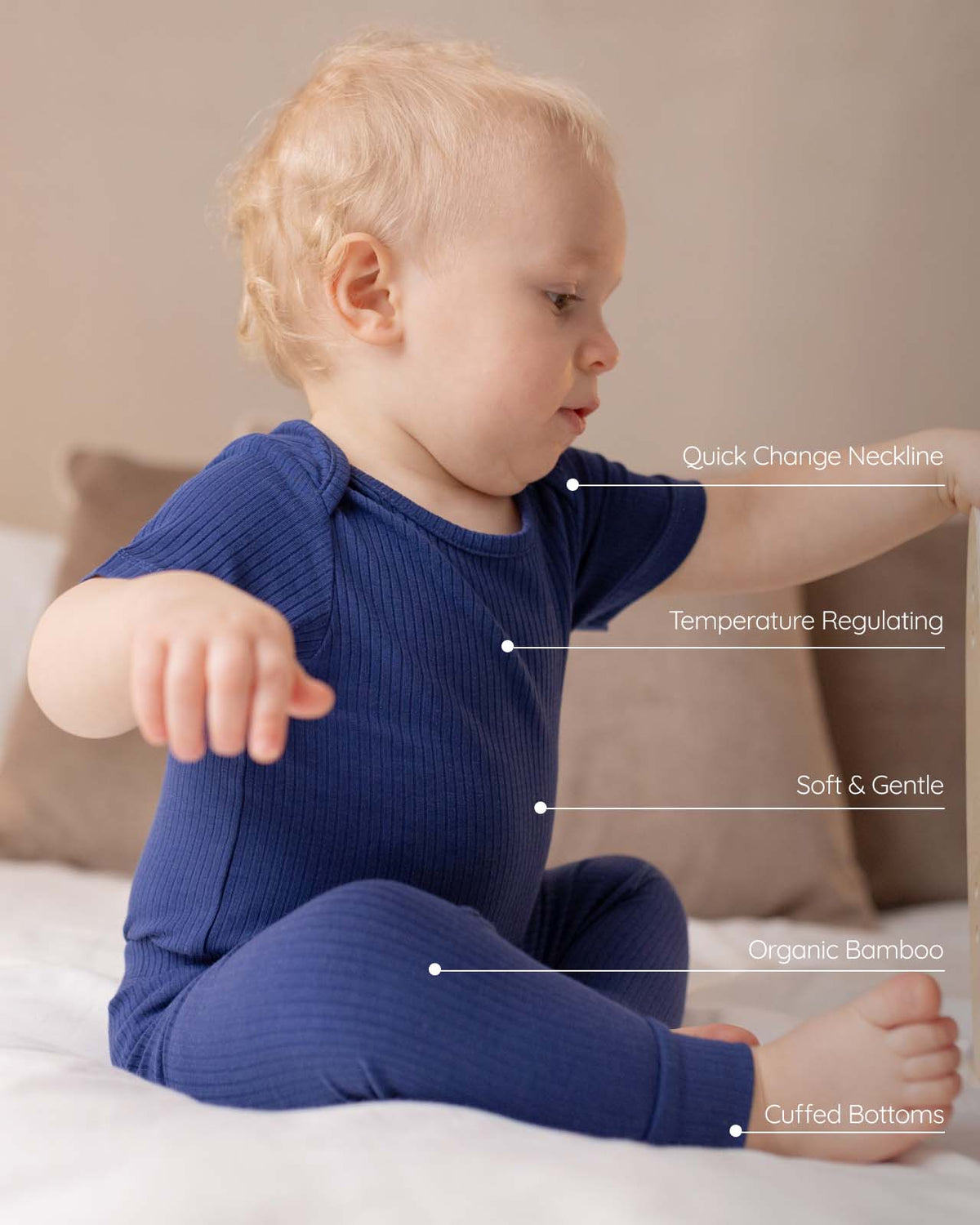 BABYGO® Navy Short Ribbed Bodysuit & Leggings