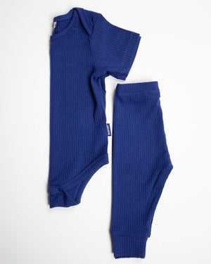 BABYGO® Navy Short Ribbed Bodysuit & Leggings