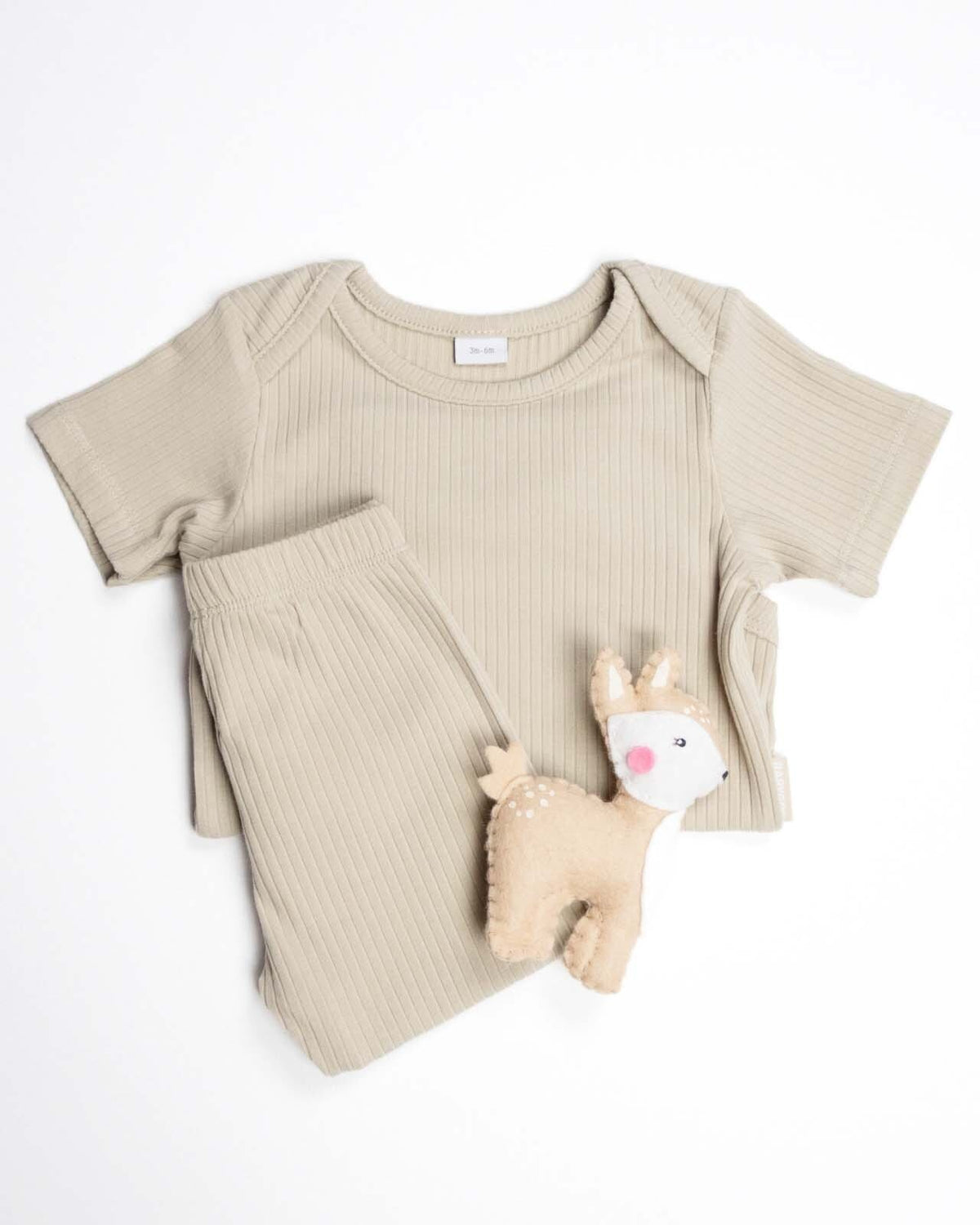 BABYGO® Oatmeal Short Ribbed Bodysuit & Leggings