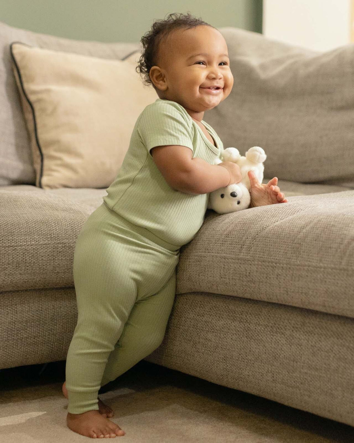 BABYGO® Sage Short Ribbed Bodysuit & Leggings
