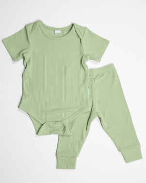 BABYGO® Sage Short Ribbed Bodysuit & Leggings