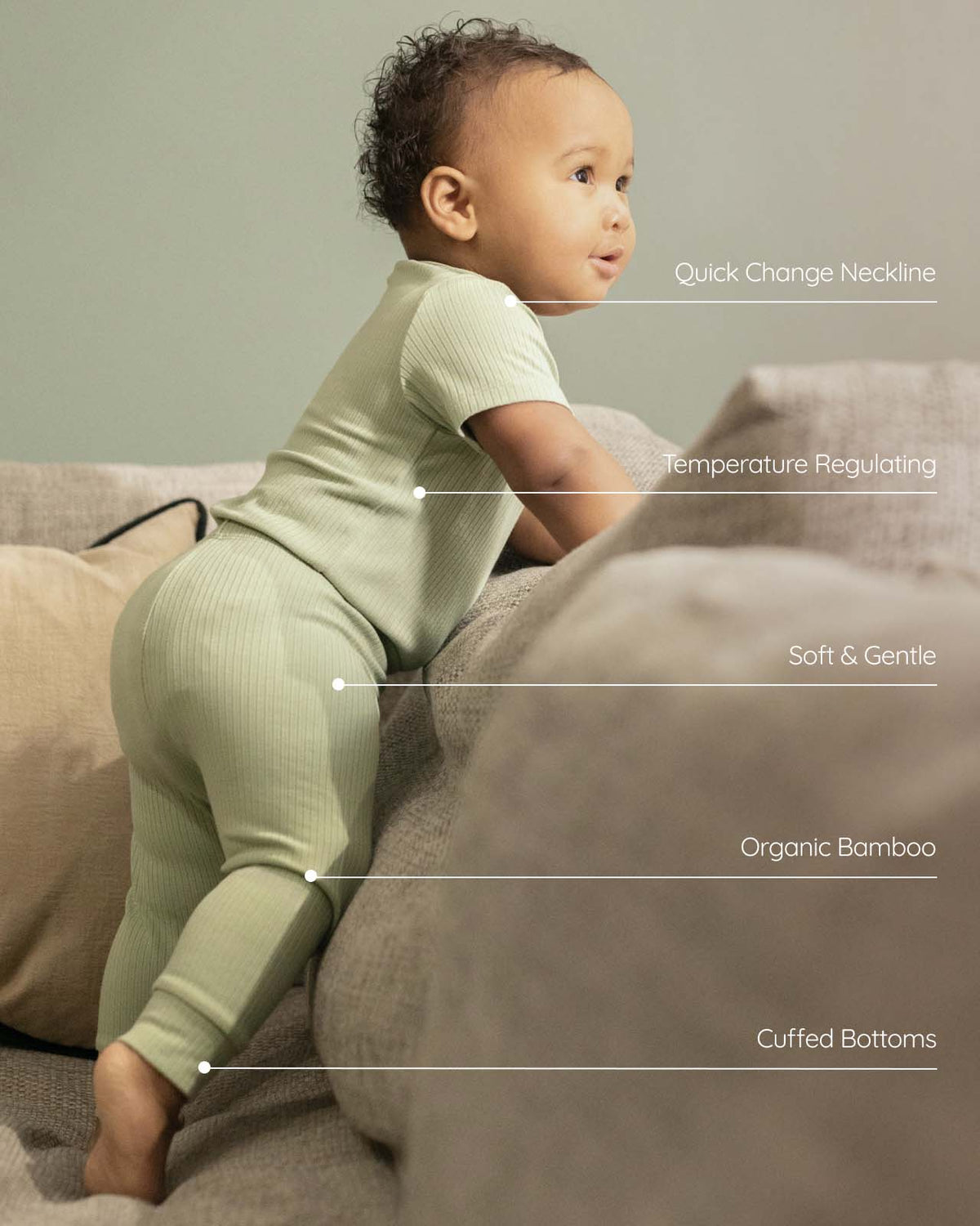 BABYGO® Sage Short Ribbed Bodysuit & Leggings