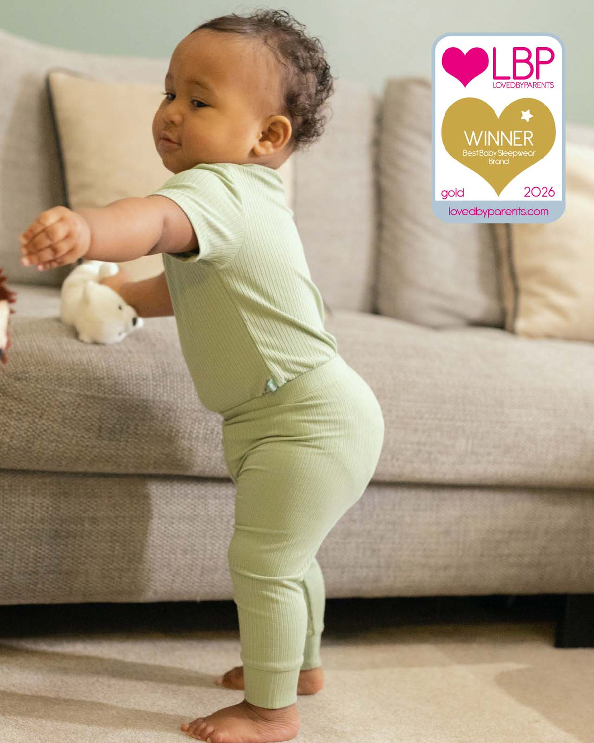 BABYGO® Sage Short Ribbed Bodysuit & Leggings