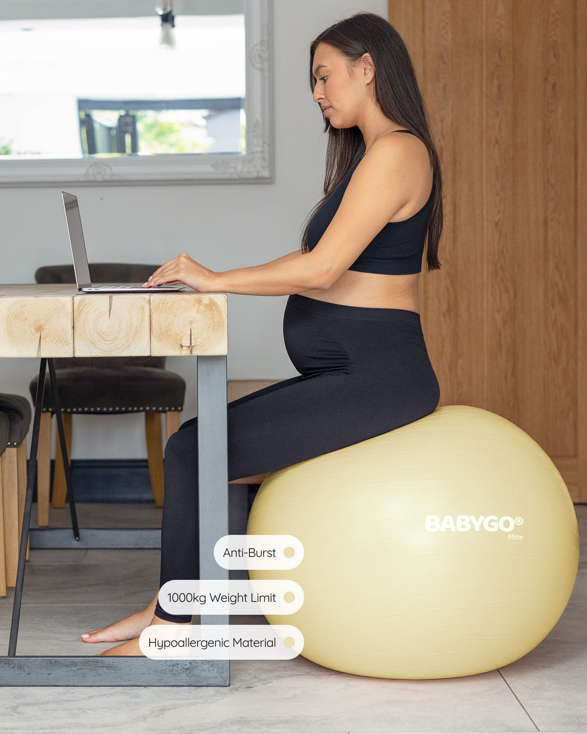 BABYGO Birthing Ball in Lemon, 65cm