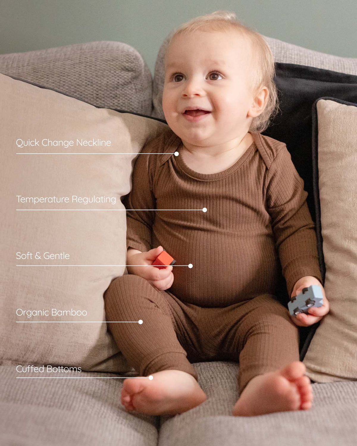 BABYGO® Mocha Long Ribbed Bodysuit & Leggings