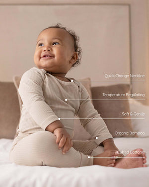 BABYGO® Oatmeal Long Ribbed Bodysuit & Leggings