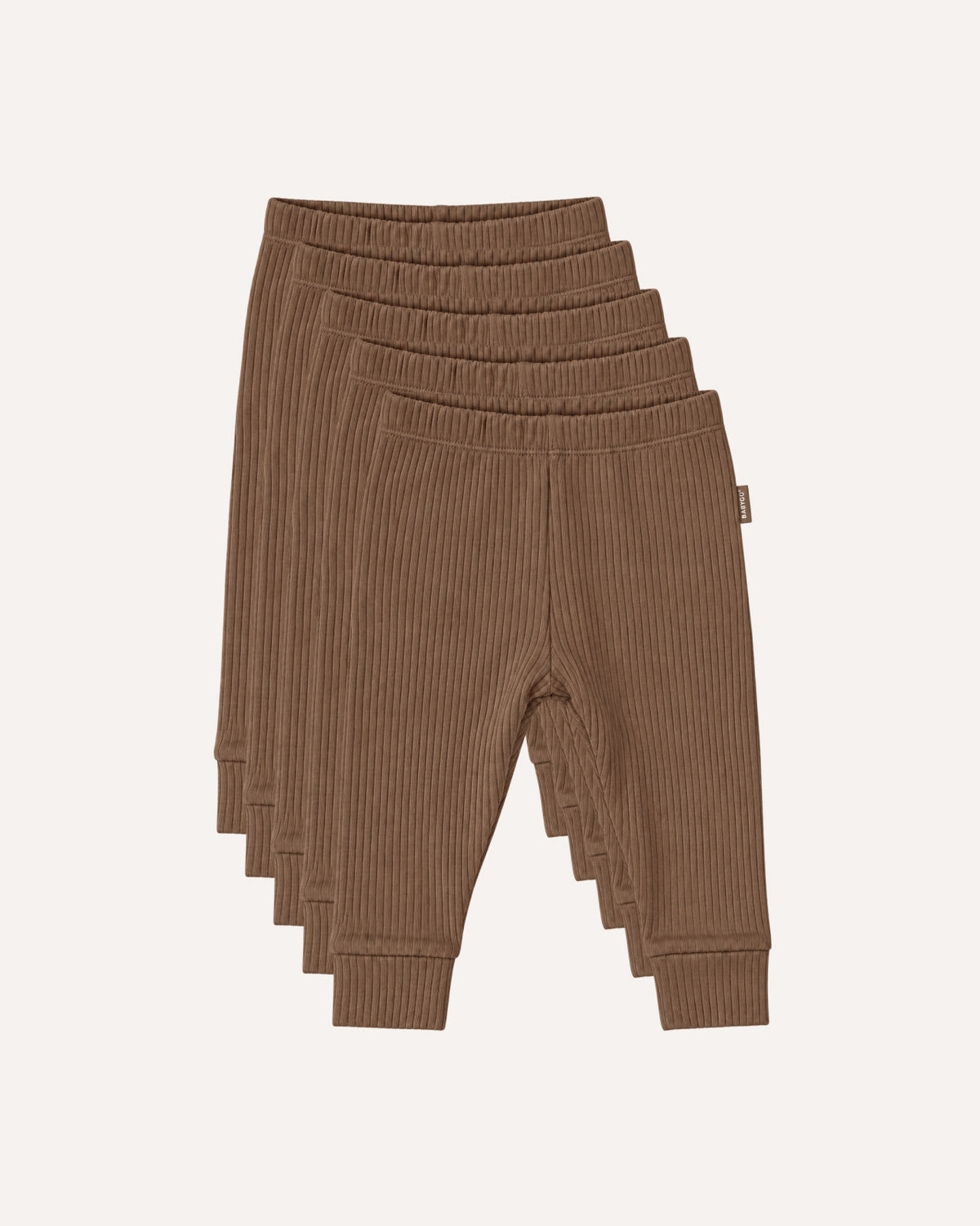 Mocha ribbed baby leggings, 5 pack
