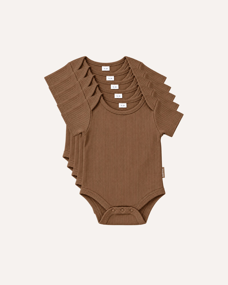 BABYGO® Short Sleeve Baby Bodysuits | 5 Pack