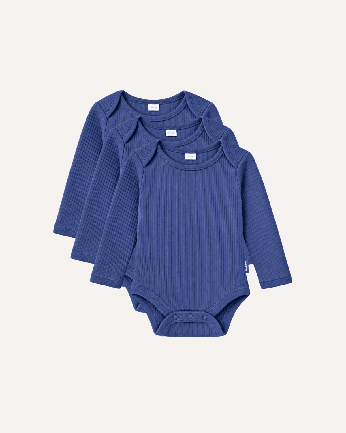 Navy long sleeve baby bodysuits, 3 pack