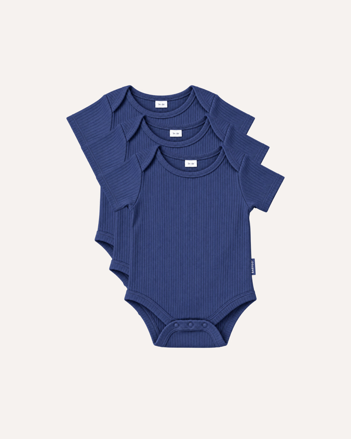 Navy short sleeve baby bodysuits, 3 pack