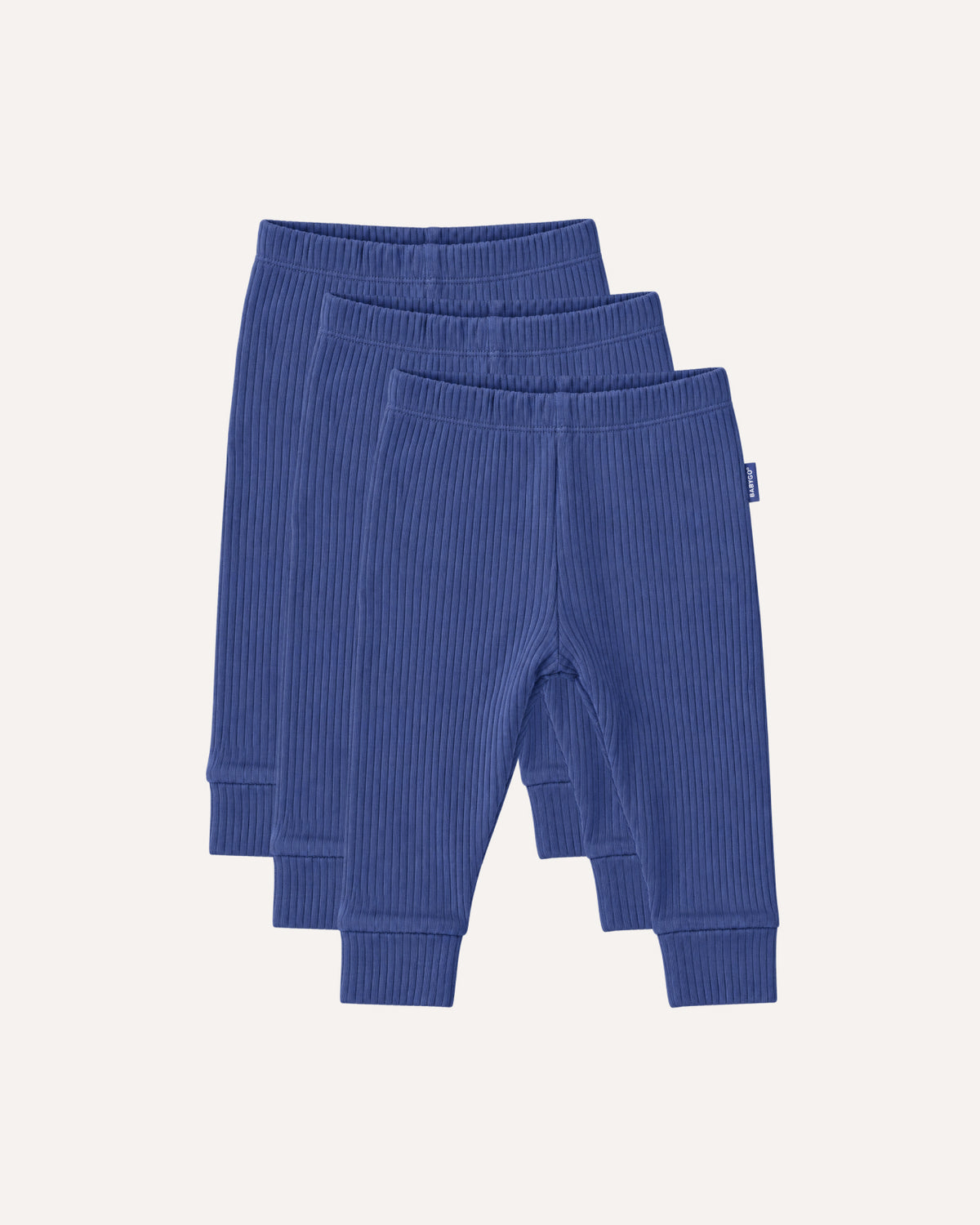 Navy ribbed baby leggings, 3 pack