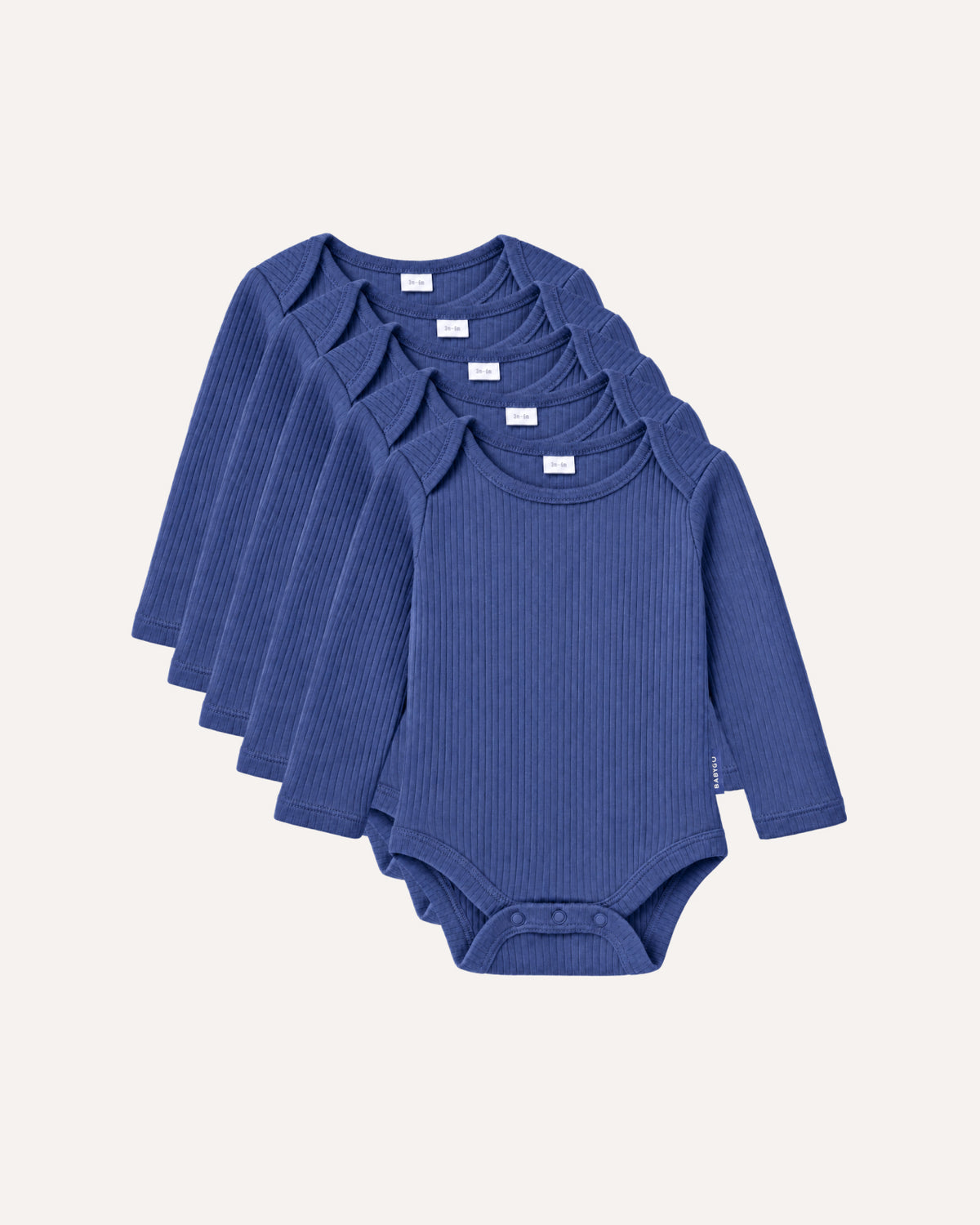 Navy long sleeve baby bodysuits, 5 pack