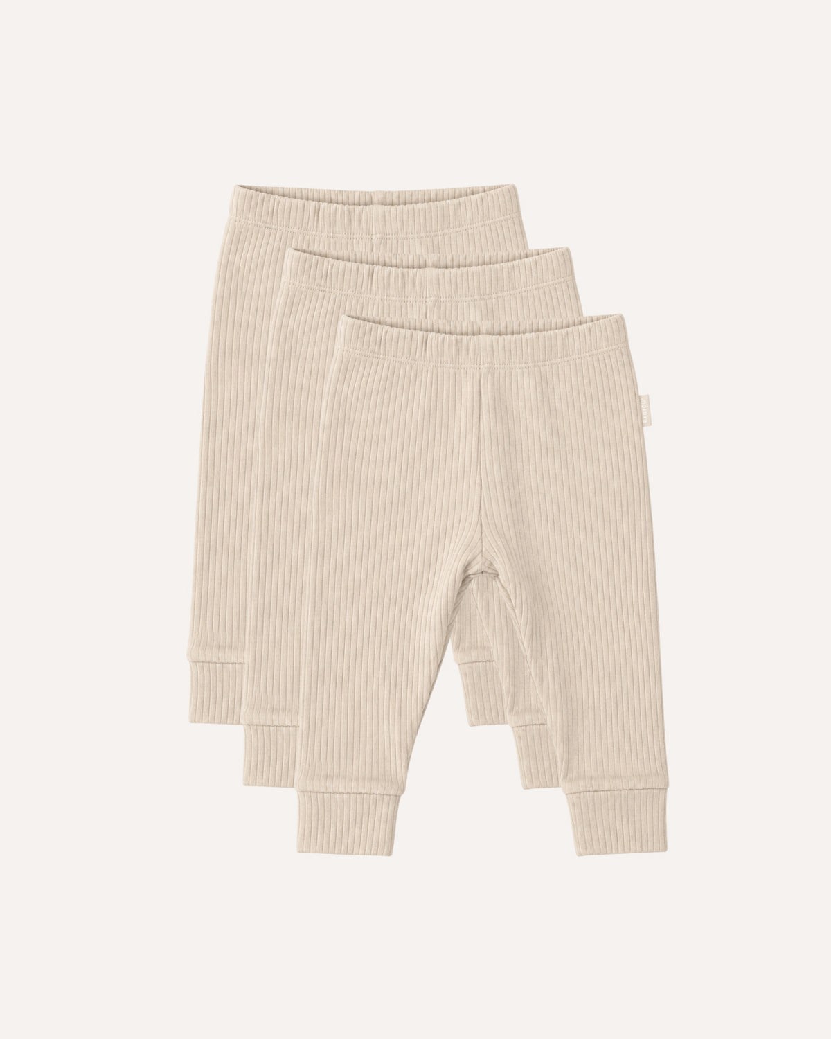 Oatmeal ribbed baby leggings, 3 pack