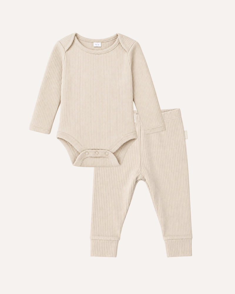 BABYGO® Oatmeal Long Ribbed Bodysuit & Leggings