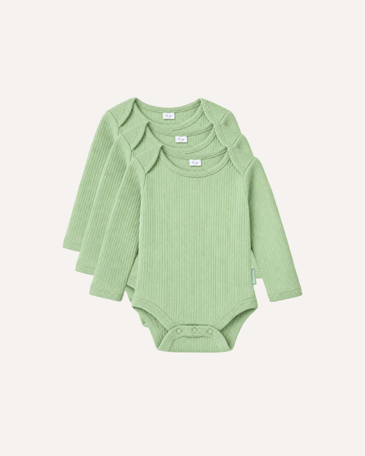 Sage long sleeve baby bodysuits, 3 pack