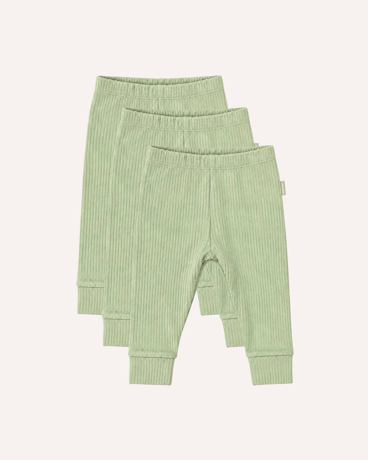 Sage ribbed baby leggings, 3 pack