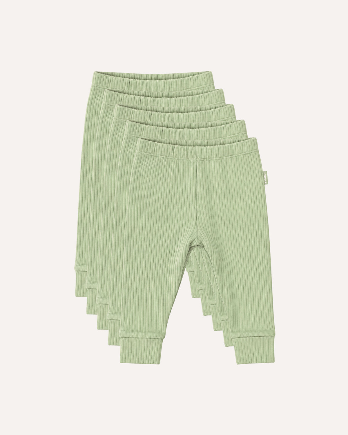 Sage ribbed baby leggings, 5 pack