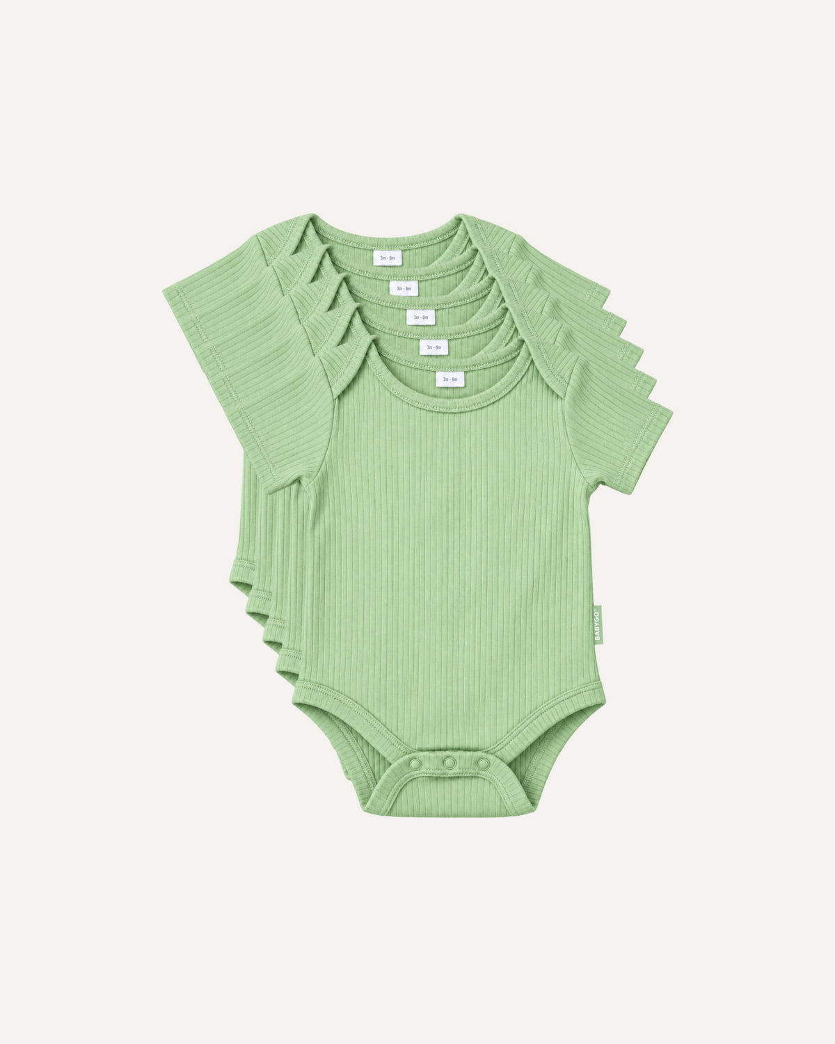 Sage short sleeve baby bodysuits, 5 pack