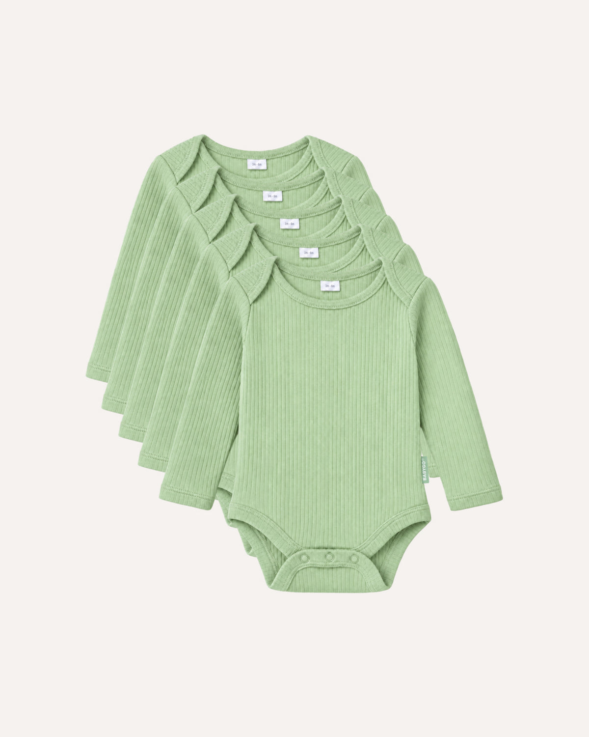 Sage long sleeve baby bodysuits, 5 pack