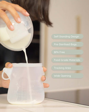 BABYGO® Reusable Silicone Breast Milk Bags (5 Pack)