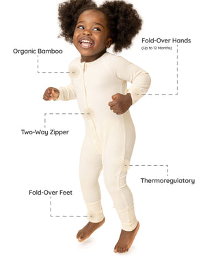 BABYGO® Ivory Ribbed Zip Sleepsuit