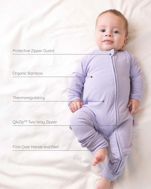 BABYGO® Lilac Ribbed Zip Sleepsuit