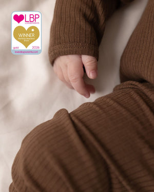 BABYGO® Mocha Ribbed Zip Sleepsuit