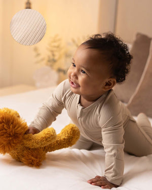 BABYGO® Oatmeal Ribbed Zip Sleepsuit