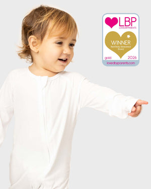 BABYGO® White Ribbed Zip Sleepsuit