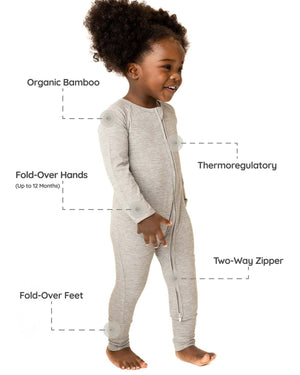 BABYGO® Grey Ribbed Zip Sleepsuit