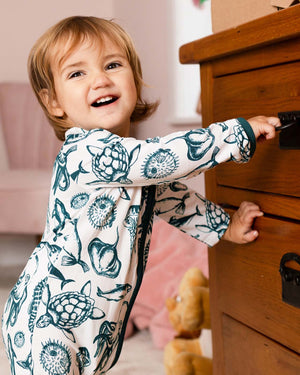 baby wearing sea creatures baby grow